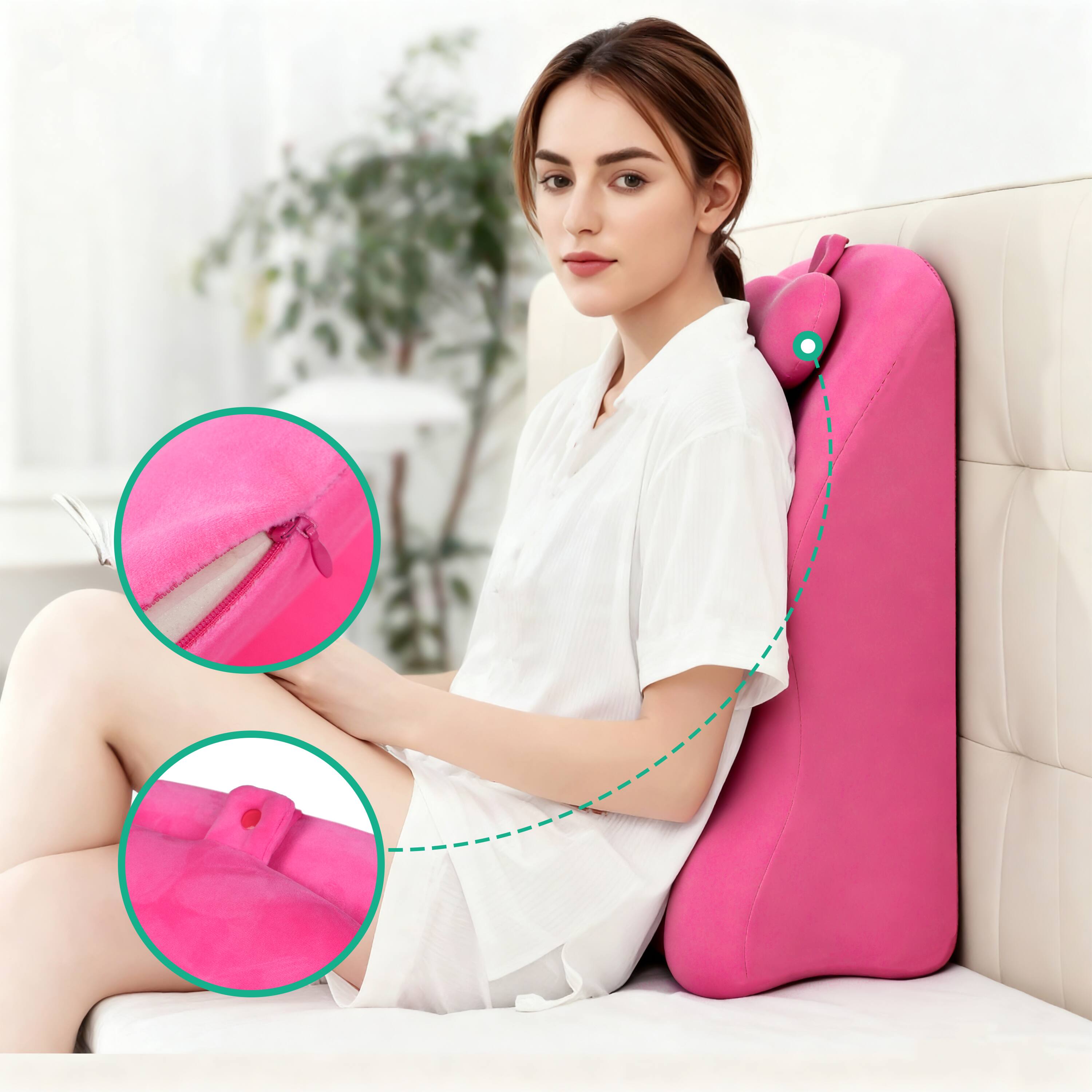 Angle. APRILSOUL - Ergonomic Spinal Posture Support and Multi-Functional Bed Pillow -pink - Pink.