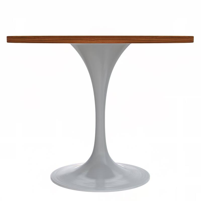 Alt View 3. LeisureMod - Verve 36 Inch Round Dining Table with MDF Top and White Base, Modern Small Kitchen Bistro Accent Table - Cognac Brown.