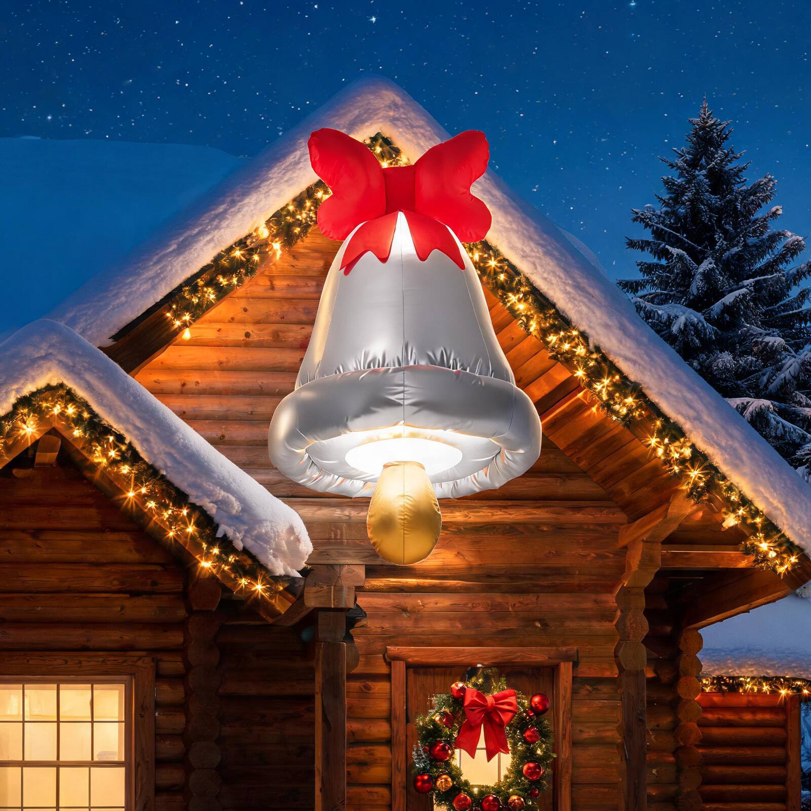 Costway 6.1 FT Giant Inflatable Christmas Bell Outdoor Decoration with ...