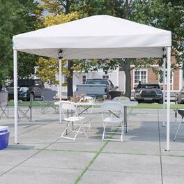 Emma + Oliver - Outdoor Event/Tailgate Set with Pop Up Event Canopy with Carry Bag, Bi-Fold Table and 4 Folding Chairs - White