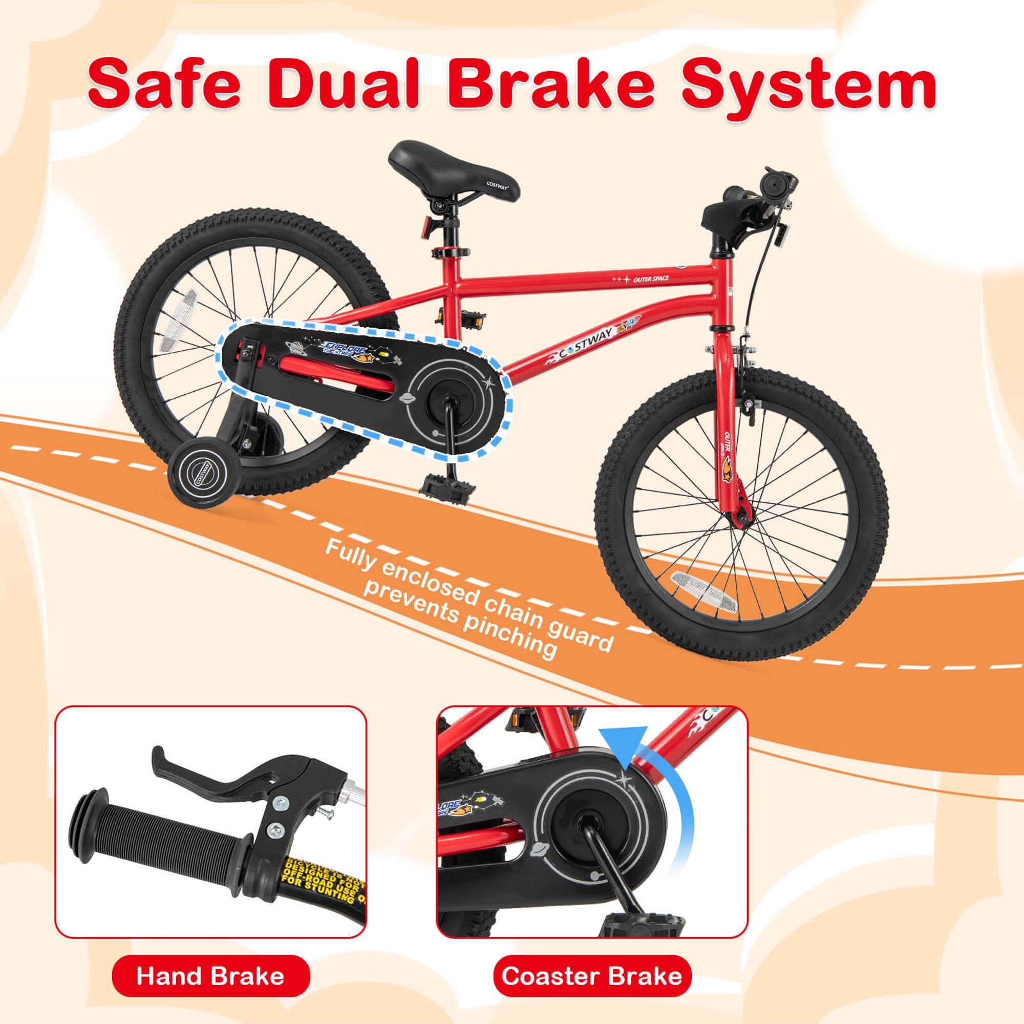 Safe Dual Brake System

Fully enclosed chain guard prevents pinching

Hand Brake

Coaster Brake