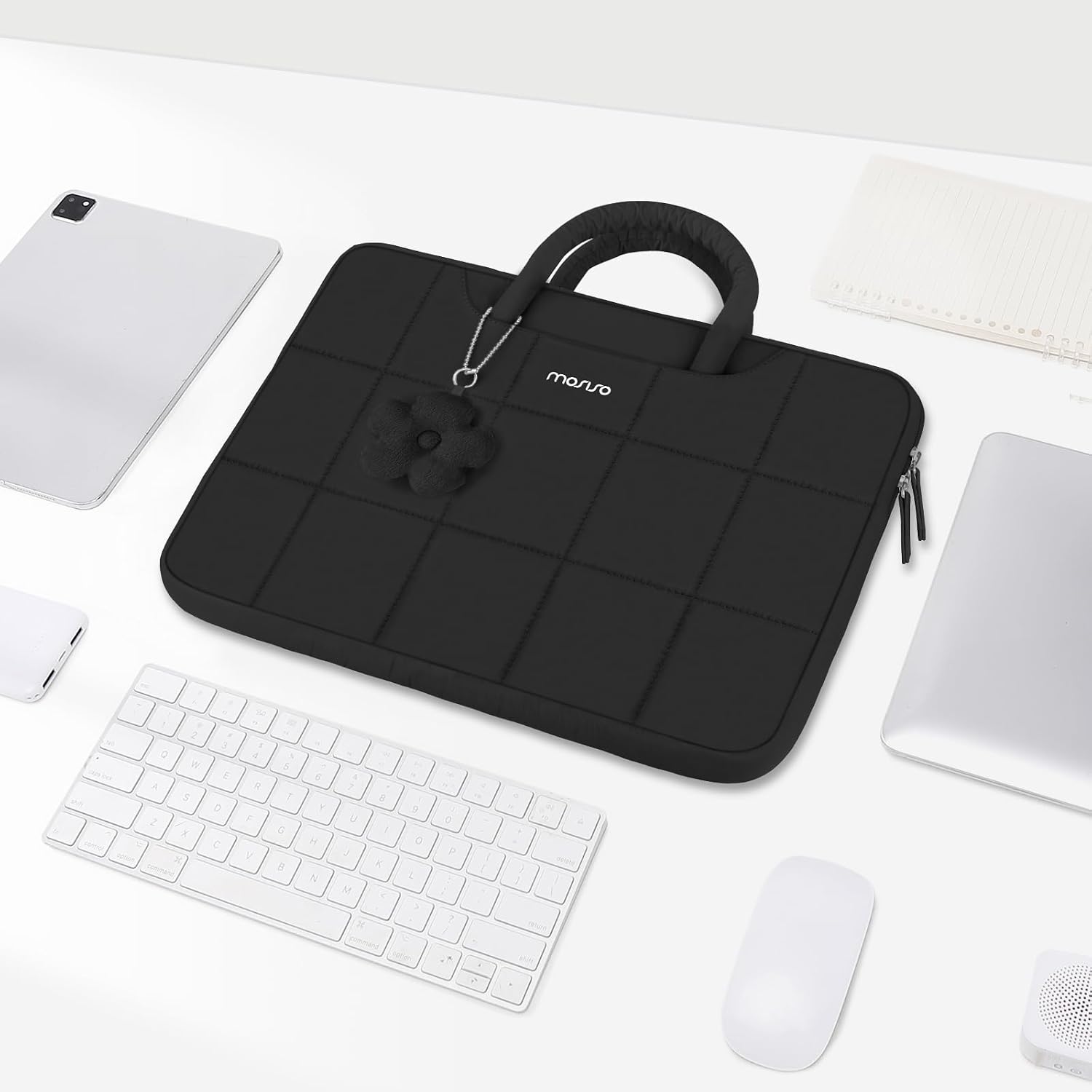 Alt View 5. mosiso - Laptop Case 14 inch Puffy Laptop Sleeve with Handle for HP Lenovo Dell ASUS Acer/HP Stream/Dell Latitude/Lenovo IdeaPad - Black.