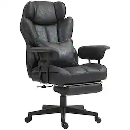 Platinum-Level - Big and Tall Ergonomic Desk Chair with Footrest and Lumbar Support - Black