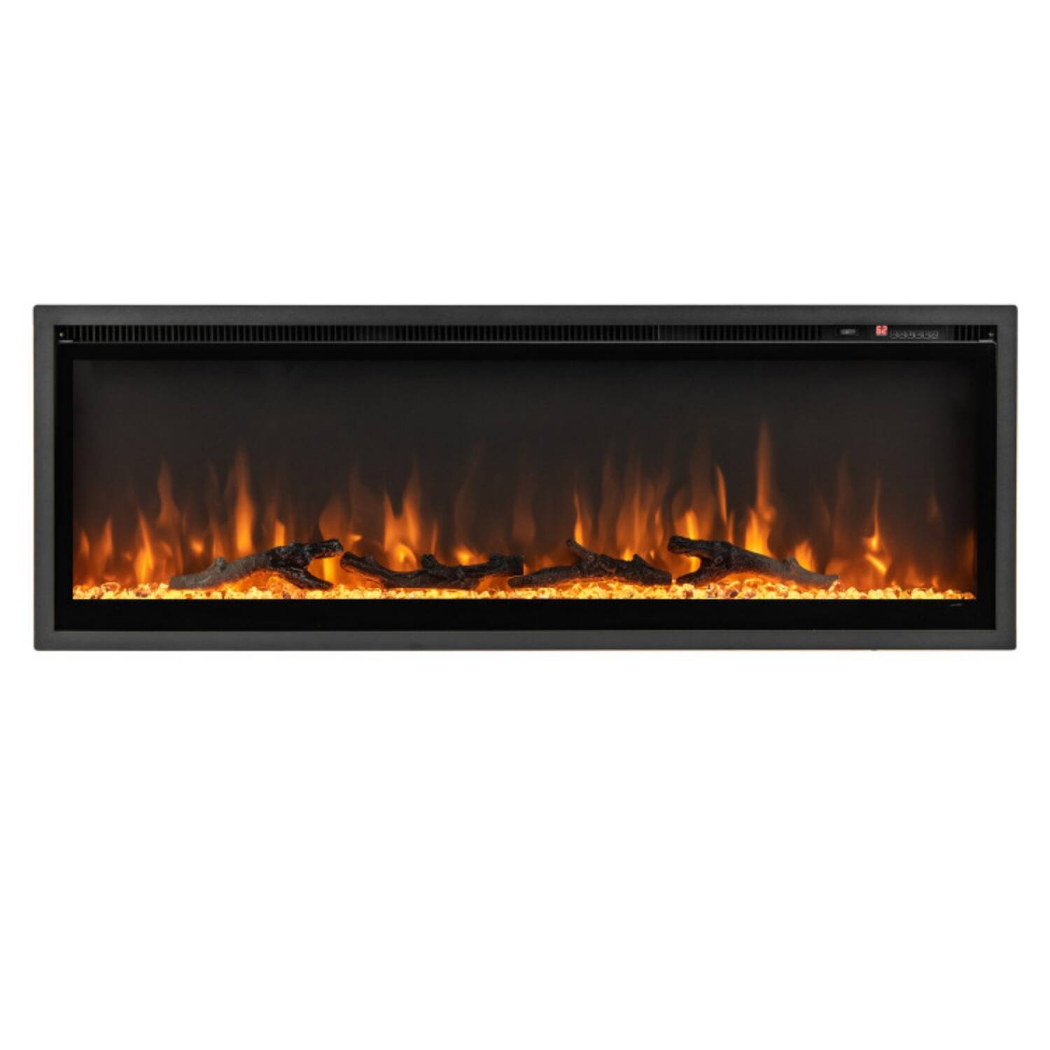 Alt View 6. LUCKY ONE - 50 Inch Recessed/Wall Mounted/Freestanding Electric Fireplace with 9 Flame Colors - Black.