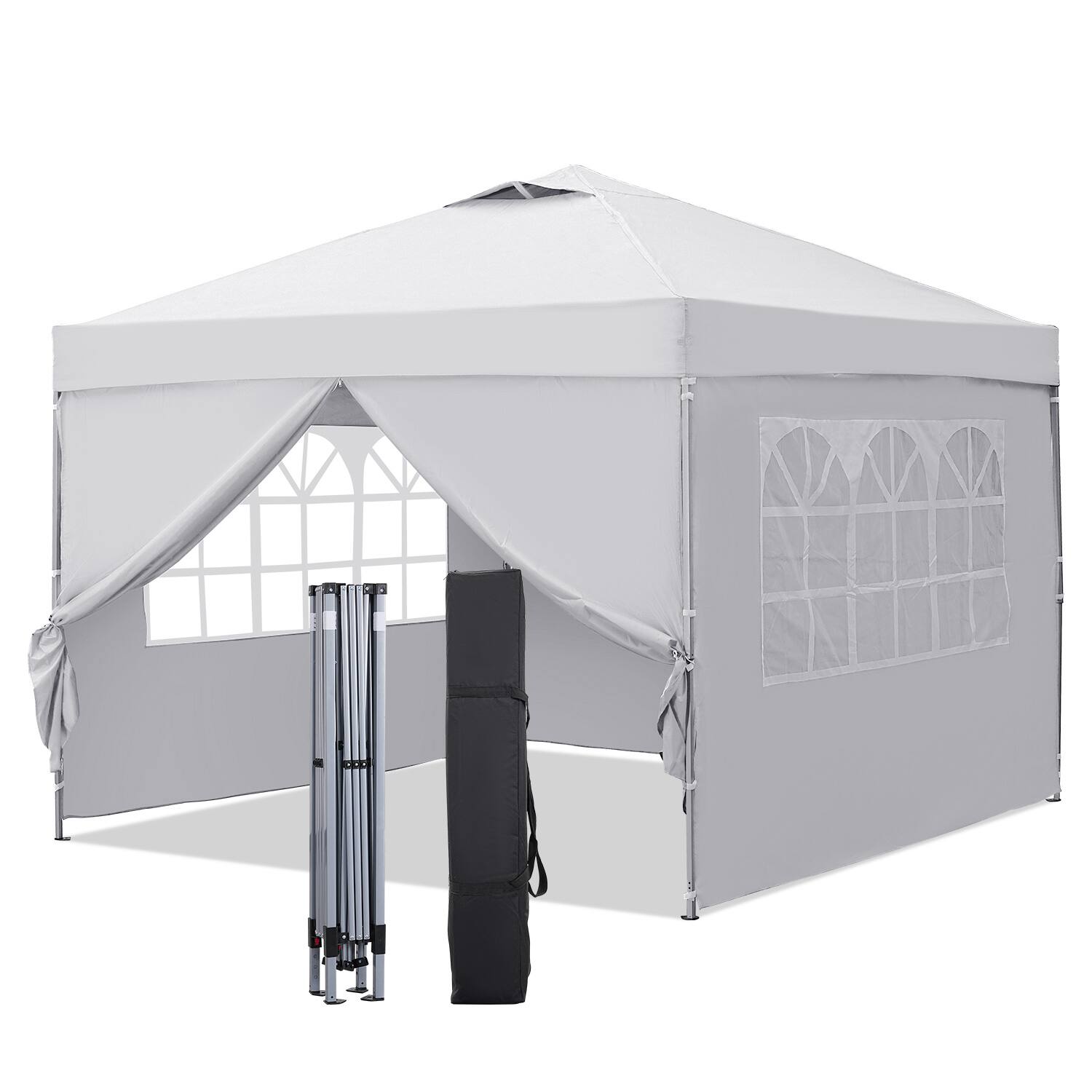 Ainfox - Pop Up Gazebo Outdoor Canopy Tent With 4 Removable Sidewalls - White