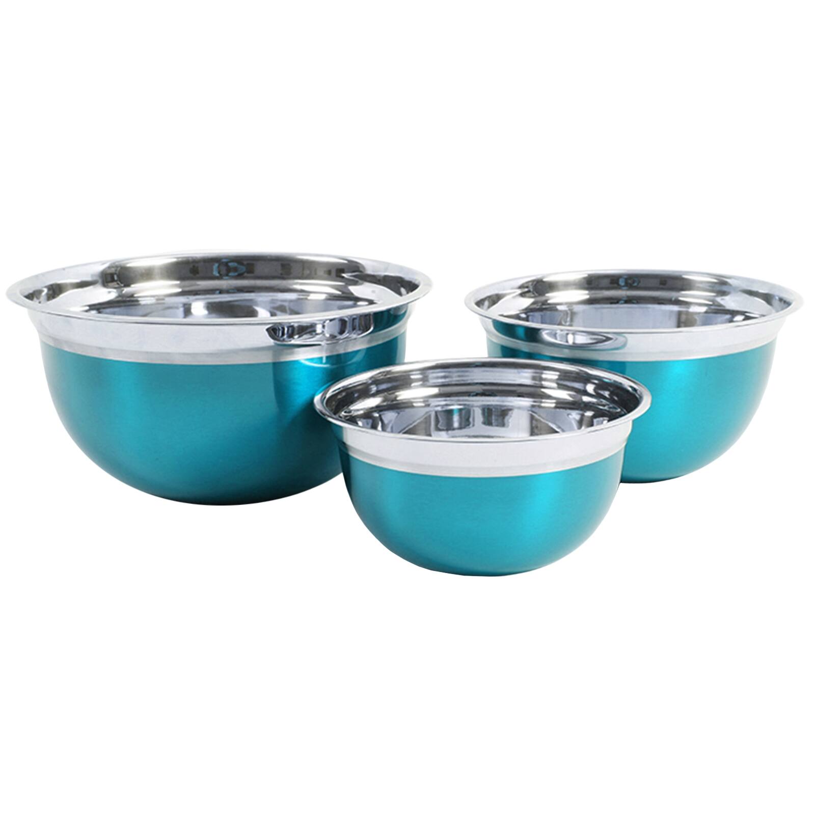 Alt View 1. Oster - Oster Rosamond 3 Piece Stainless Steel Round Mixing Bowls in Turquoise.