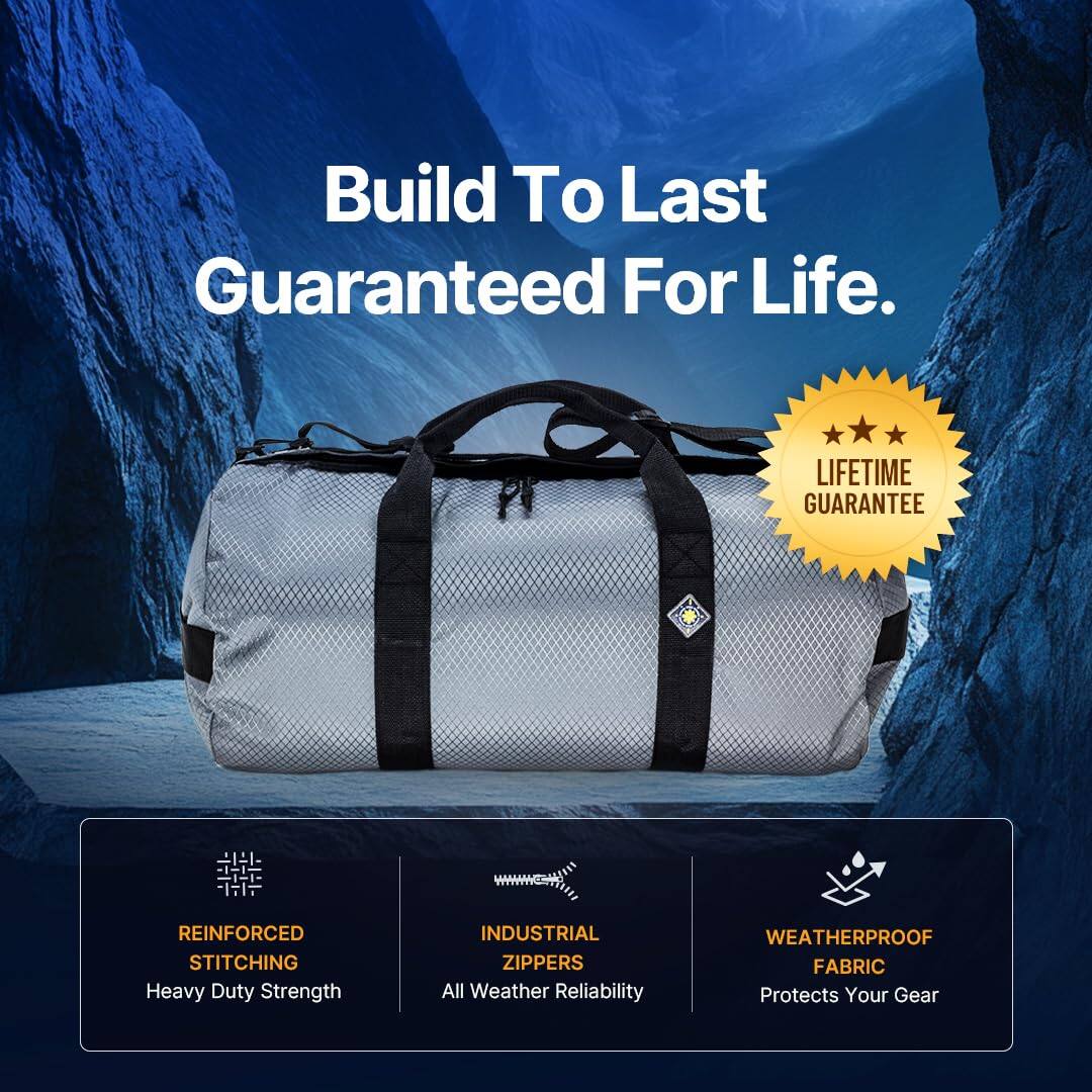 Build To Last  
Guaranteed For Life.

LIFETIME GUARANTEE

REINFORCED STITCHING  
Heavy Duty Strength

INDUSTRIAL ZIPPERS  
All Weather Reliability

WEATHERPROOF FABRIC  
Protects Your Gear