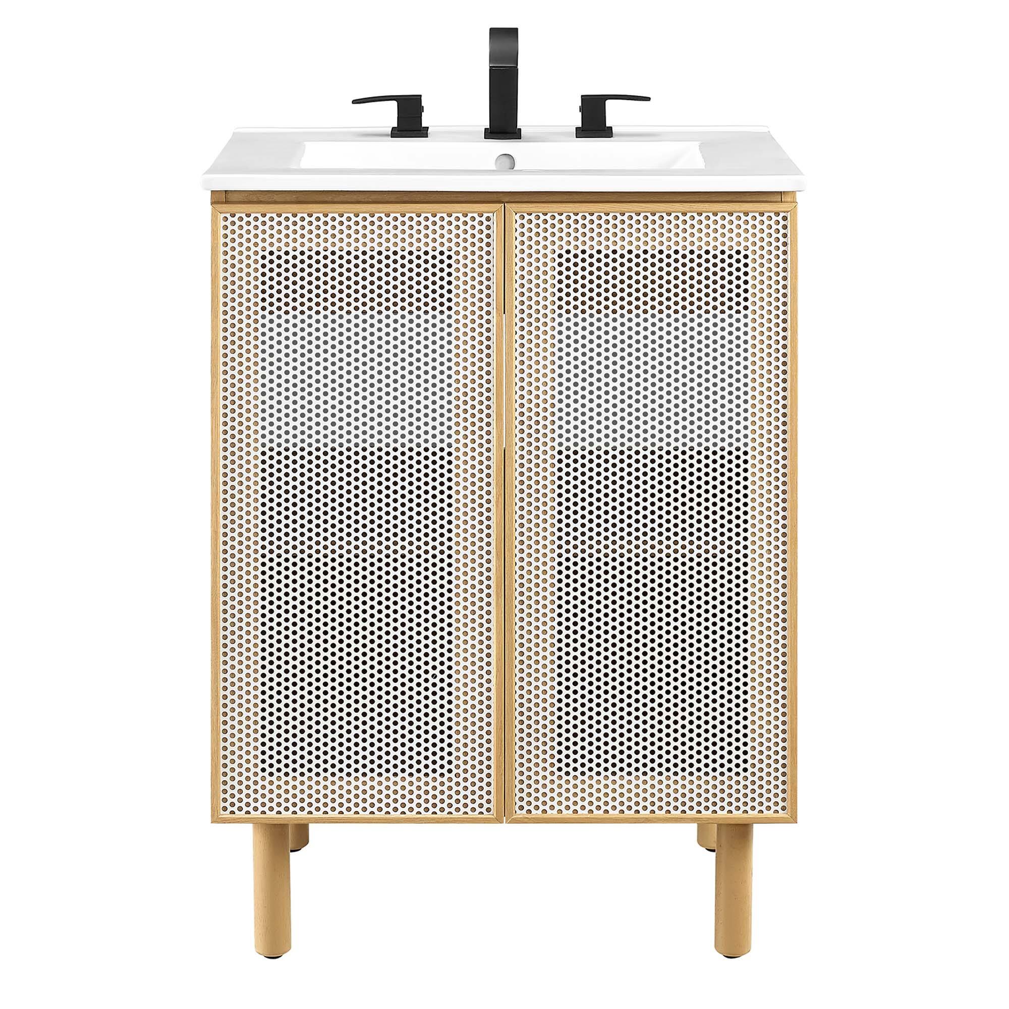 Alt View 4. Modway - Calla Bathroom Vanity Basin Included by Modway - White Oak.