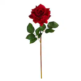 BreeBe - 20" Rose Artificial Flower (Set of 6) - Xmas Red