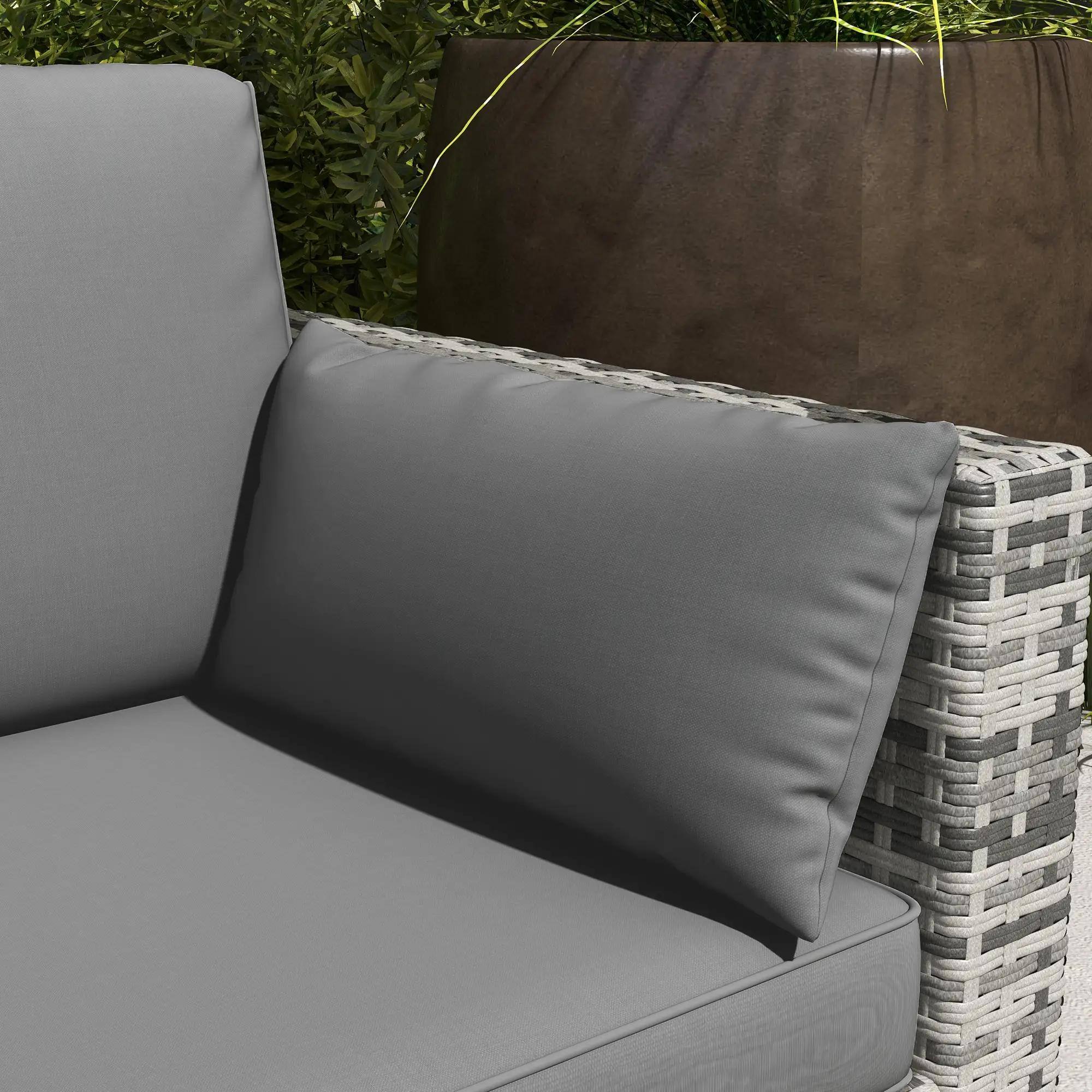 Alt View 4. Spaco - Spaco 3 Seater Patio Sofa, Deep Seating PE Rattan, All Weather Cushions - Grey.