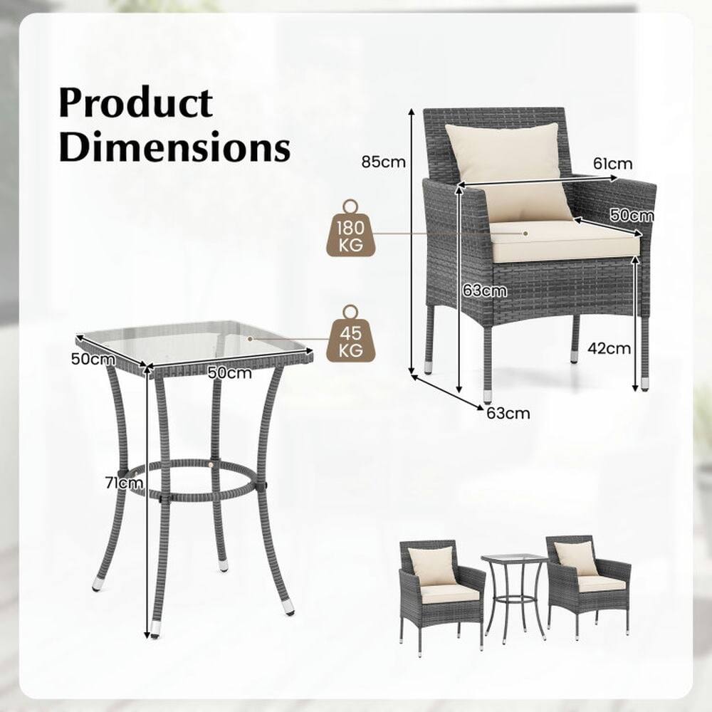 Product Dimensions

- Table: 50cm (width) x 50cm (depth) x 71cm (height)
- Chair: 85cm (height) x 61cm (width) x 63cm (depth)
- Weight: 180 KG (table) / 45 KG (chair)