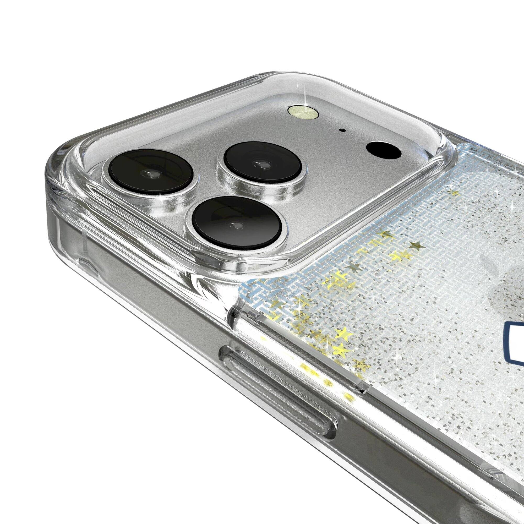 Alt View 2. Keyscaper - North Carolina Tar Heels Linen Logo iPhone Glitter Case - 16 Pro - Multicolor.