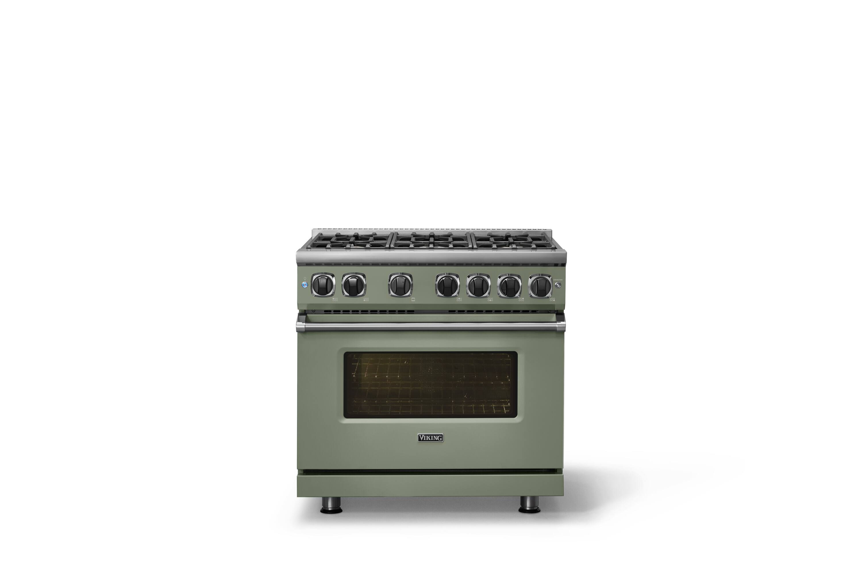Alt View 4. Viking - Pro 7 Series 5.6 Cu. Ft. Freestanding Sealed 4 Burner Gas Convection Range - Eucalyptus - Eucalyptus.