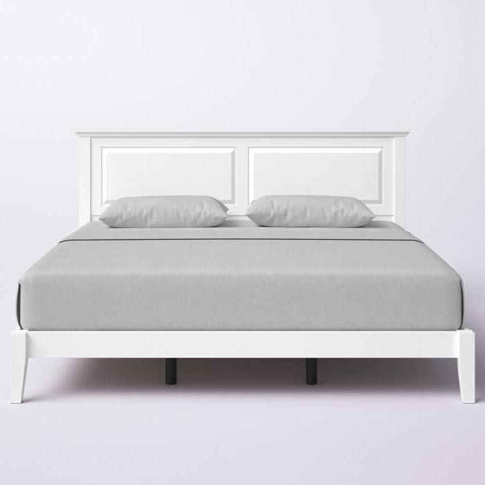 Back. Hivvago - Hivvago King Traditional Solid Oak Wooden Platform Bed Frame with Headboard - White.
