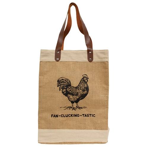 Angle. BreeBe - Fan-Clucking-Tastic Jute Tote - Multi.