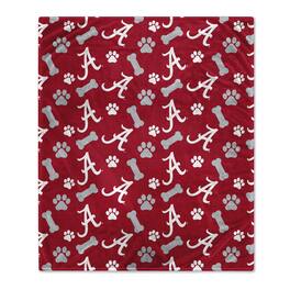 Pegasus - Alabama Crimson Tide 40" x 50" Lightweight Bones Flannel Fleece Pet Blanket - Red