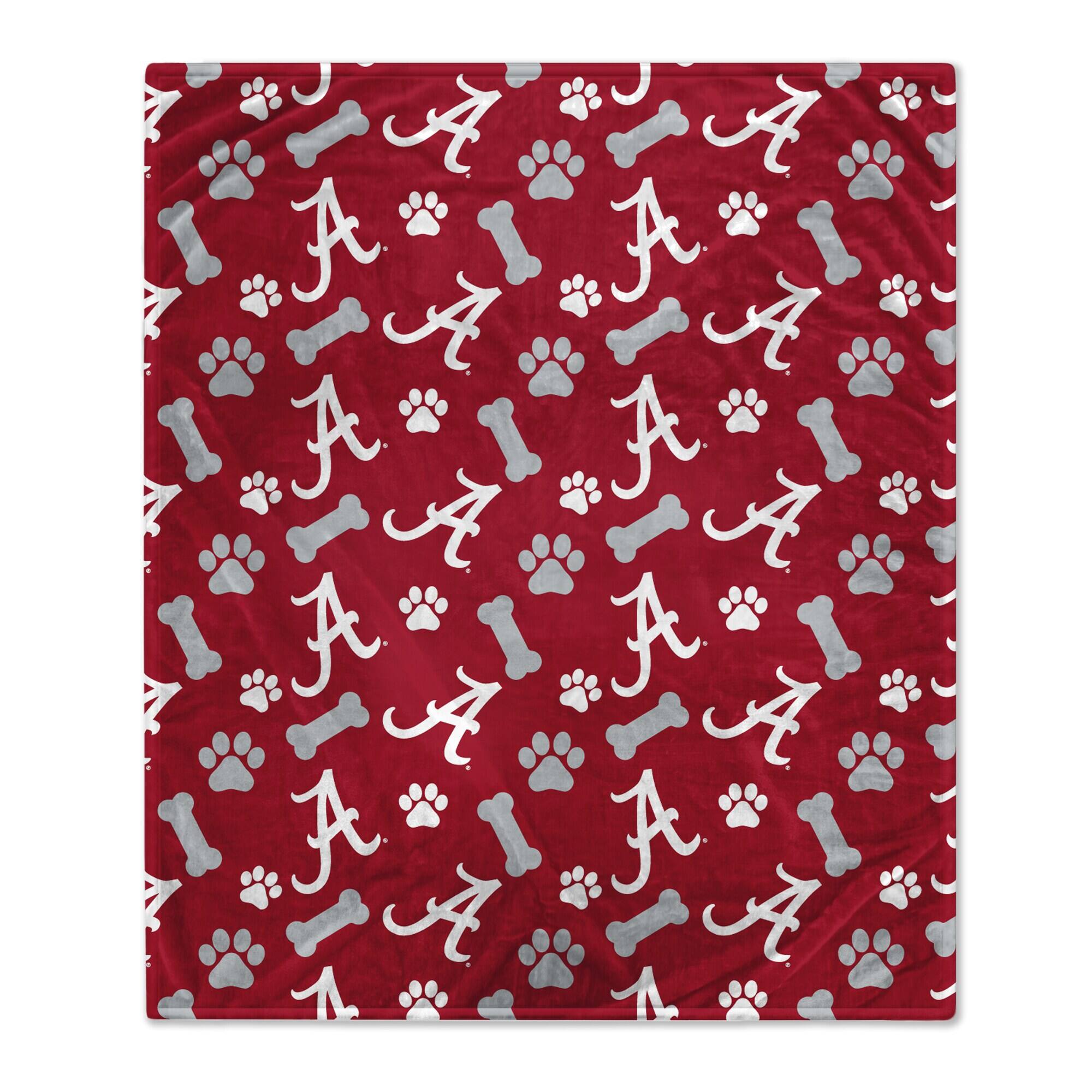 Front. Pegasus - Alabama Crimson Tide 40" x 50" Lightweight Bones Flannel Fleece Pet Blanket - Red.