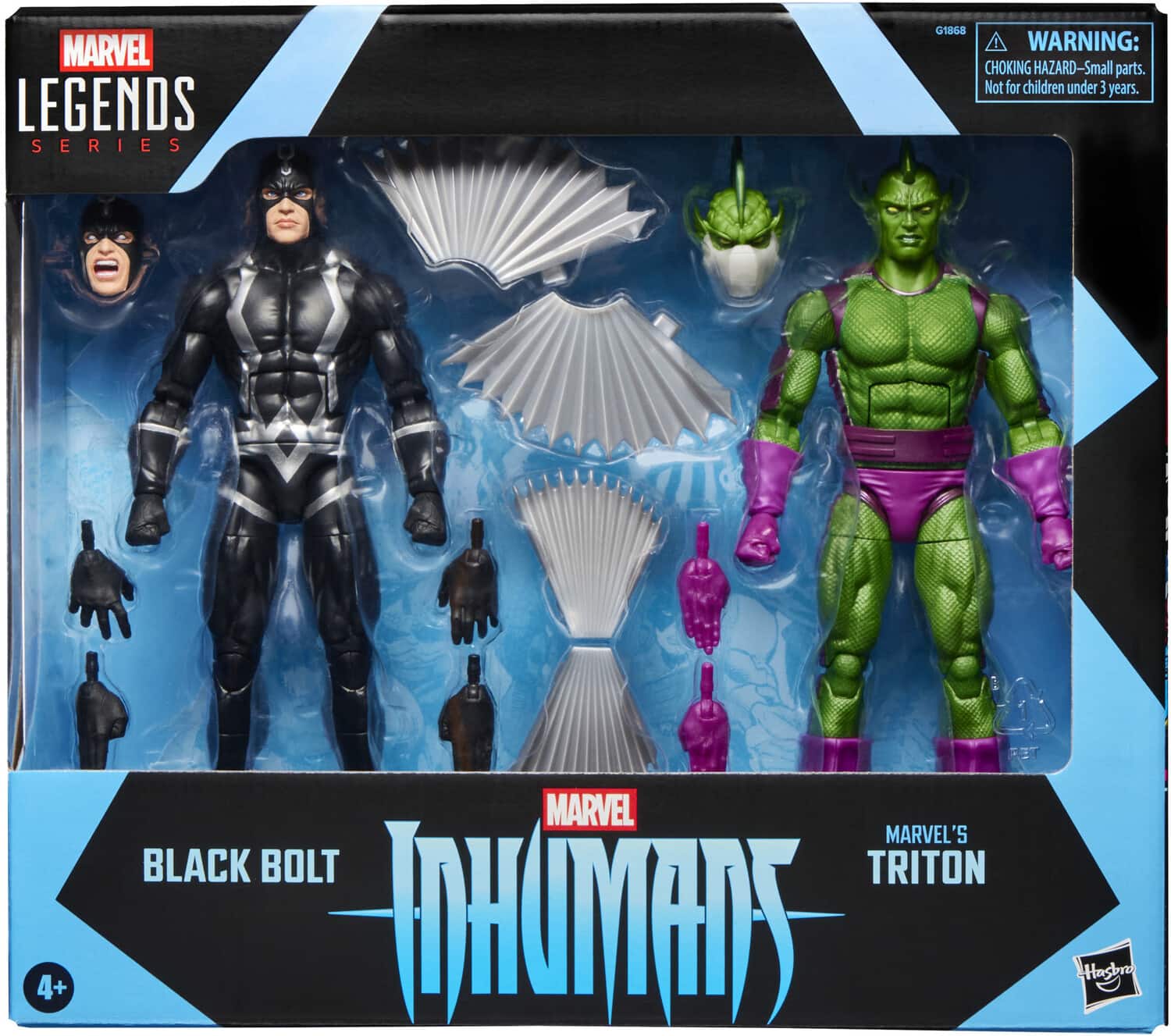 MARVEL LEGENDS SERIES 01868  
WARNING: CHOKING HAZARD—Small parts. Not for children under 3 years.  
4+  
MARVEL  
MARVEL'S INHUMANS  
BLACK BOLT  
TRITON  
Hasbro