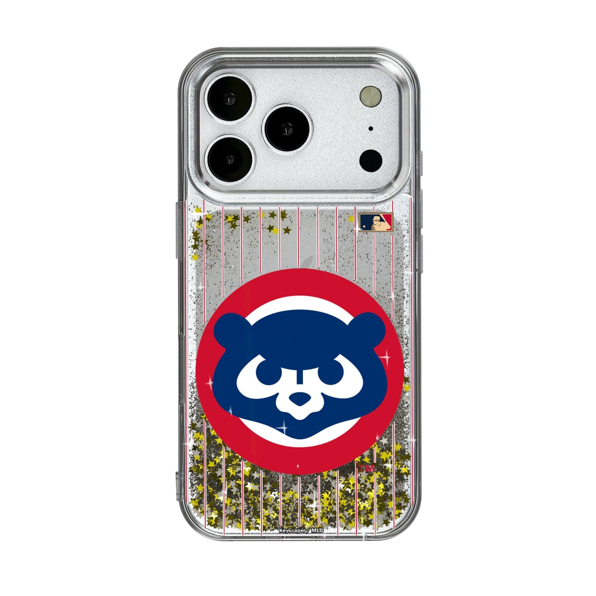 Front. Keyscaper - Chicago Cubs 1979-1998 Cooperstown Pinstripe iPhone Glitter Case - 12 Pro Max - Multicolor.