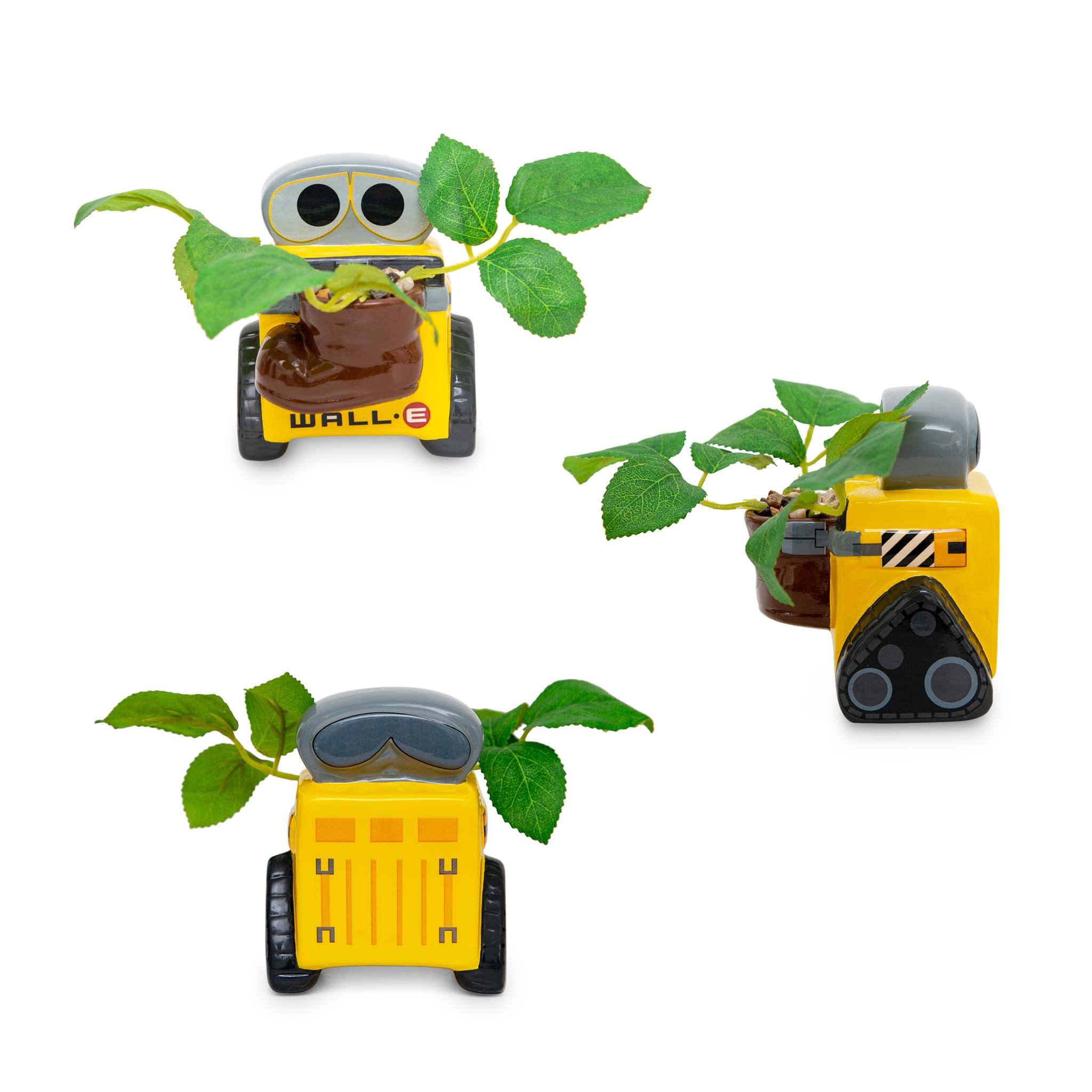 Alt View 1. Disney - Disney Pixar WALL-E 4-Inch Ceramic Mini Planter With Artificial Succulent - Yellow.
