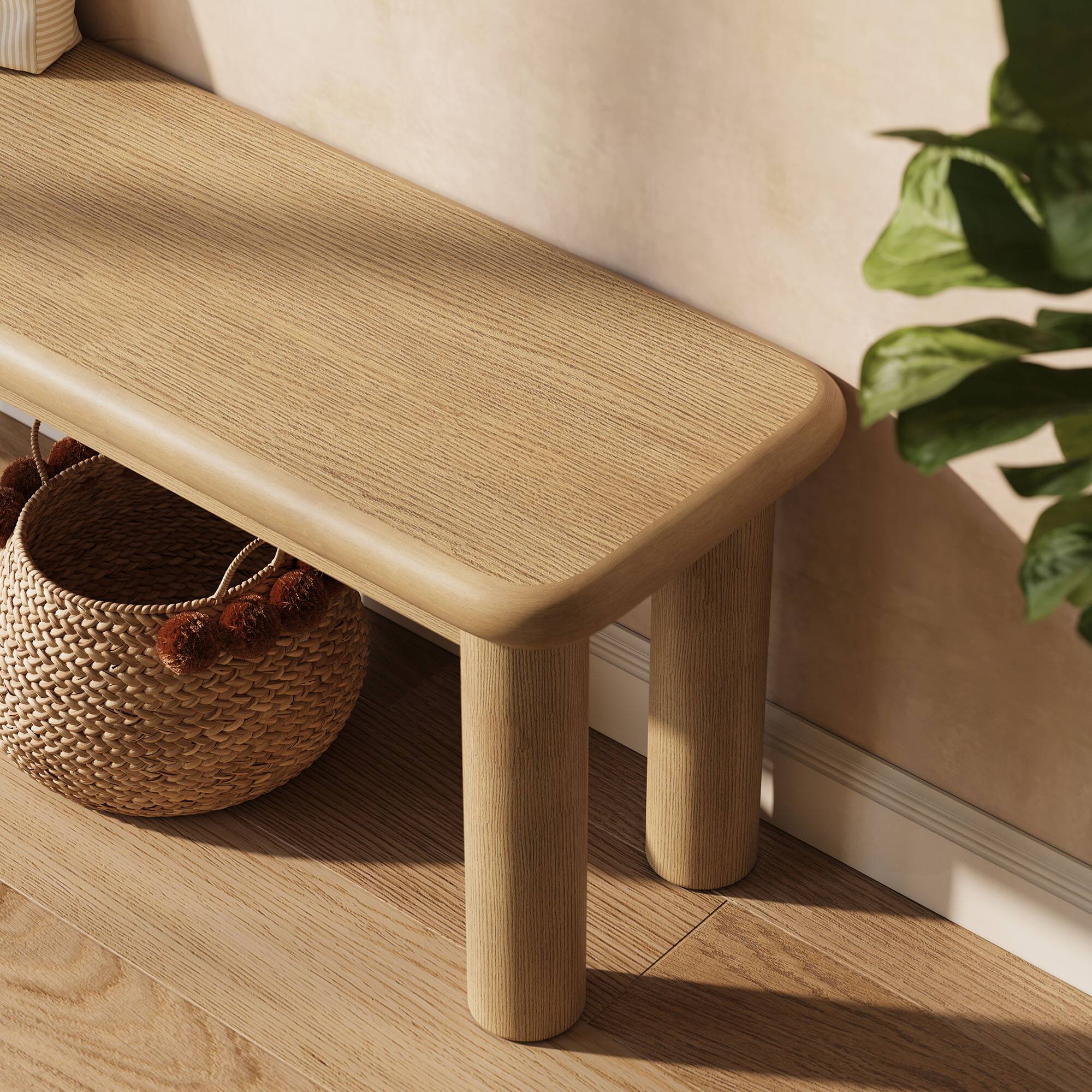 Alt View 2. Modway - Alvia 58" Oak Wood Bench by Modway - Weathered Oak.