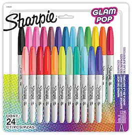 Sharpie - Glam Pop Permanent Marker, Fine Tip, 24/Pack - Assorted
