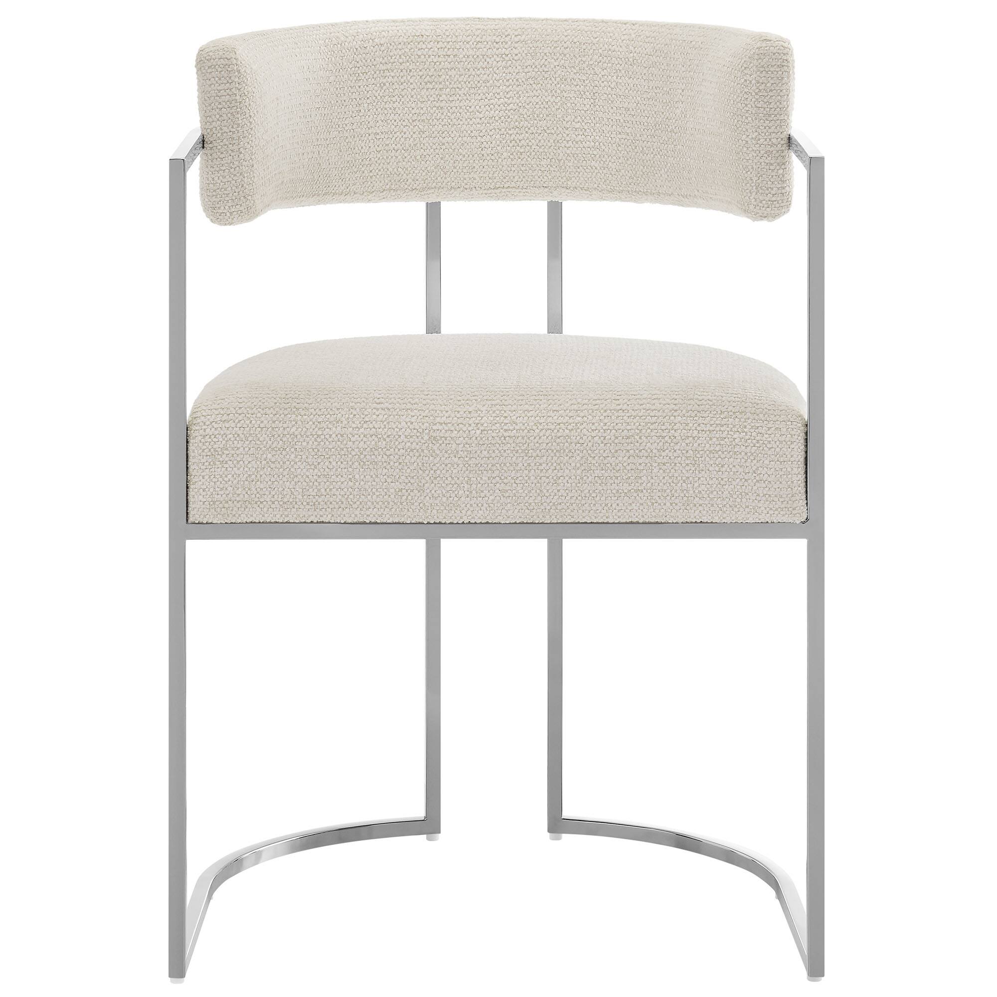 Alt View 3. Modway - Huron Curved Back Fabric and Metal Dining Accent Chair by Modway - White.