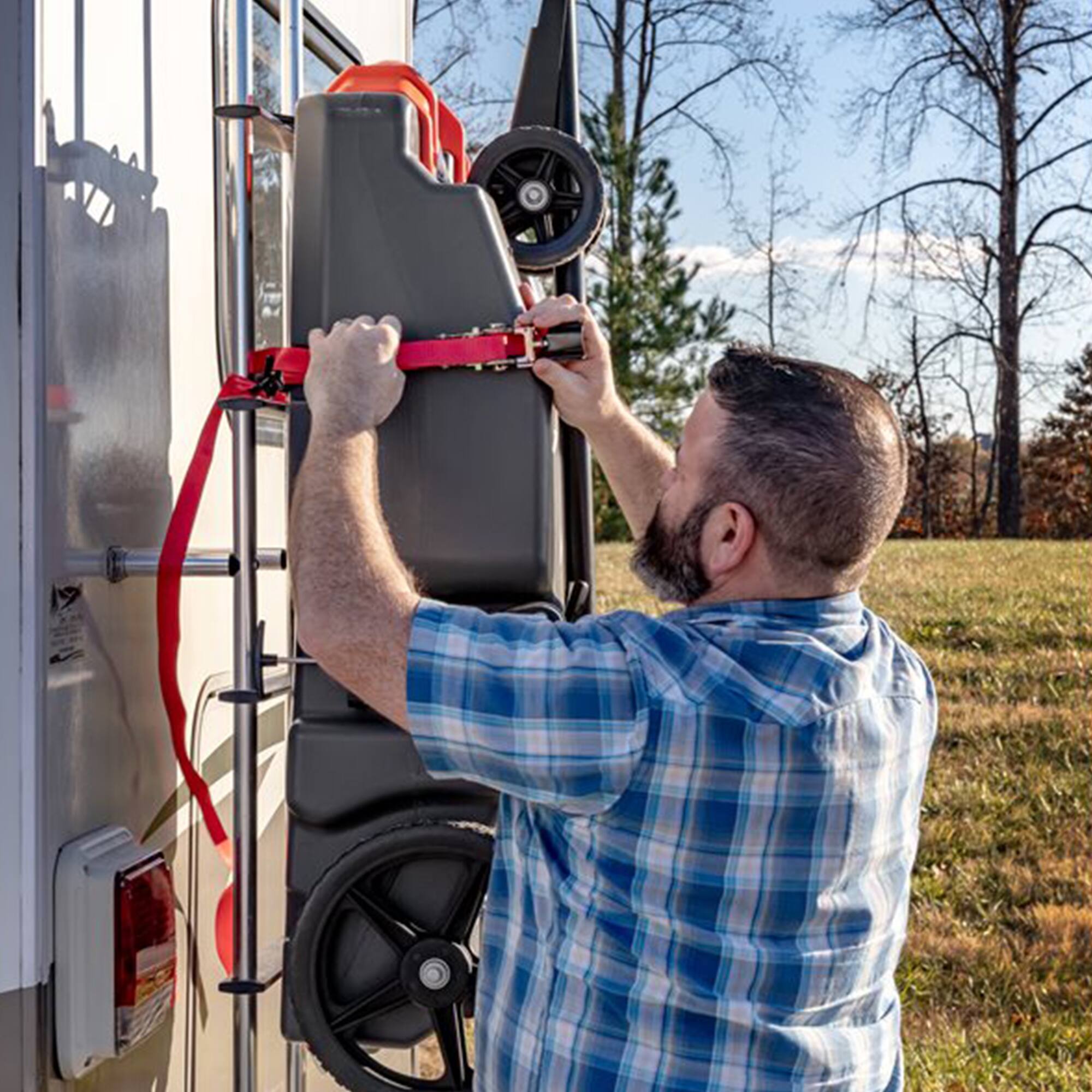Alt View 2. Camco - Camco Steerable Wheel Kit for 28 & 36 Gallon Rhino Tote Tank with Tow Bar Handle - Black.