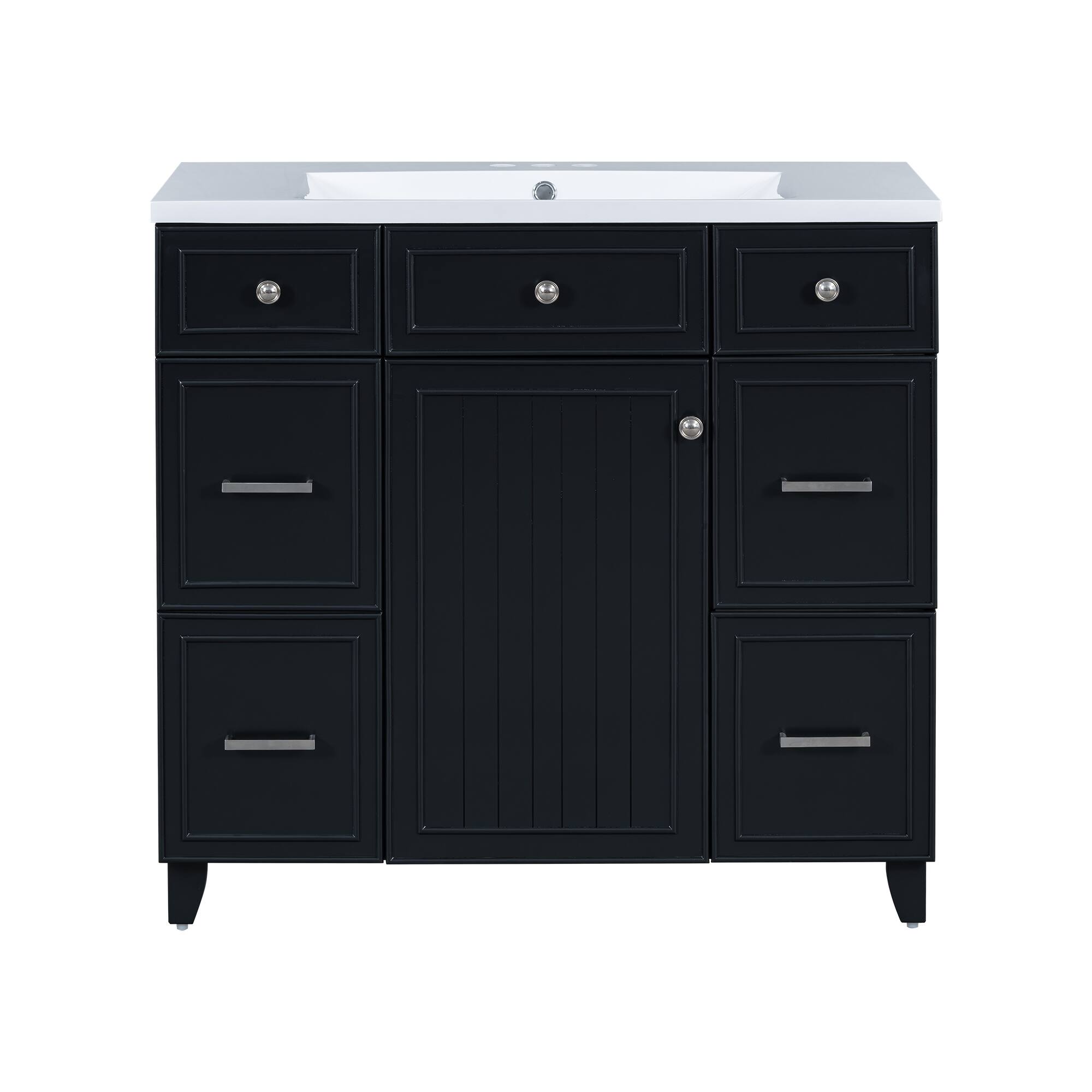 Alt View 7. Tiramisubest - 36" Bathroom Vanity Cabinet with Sink Top Combo Set , Black ,Single Sink,Shaker Cabinet with 3 Drawers - Black.