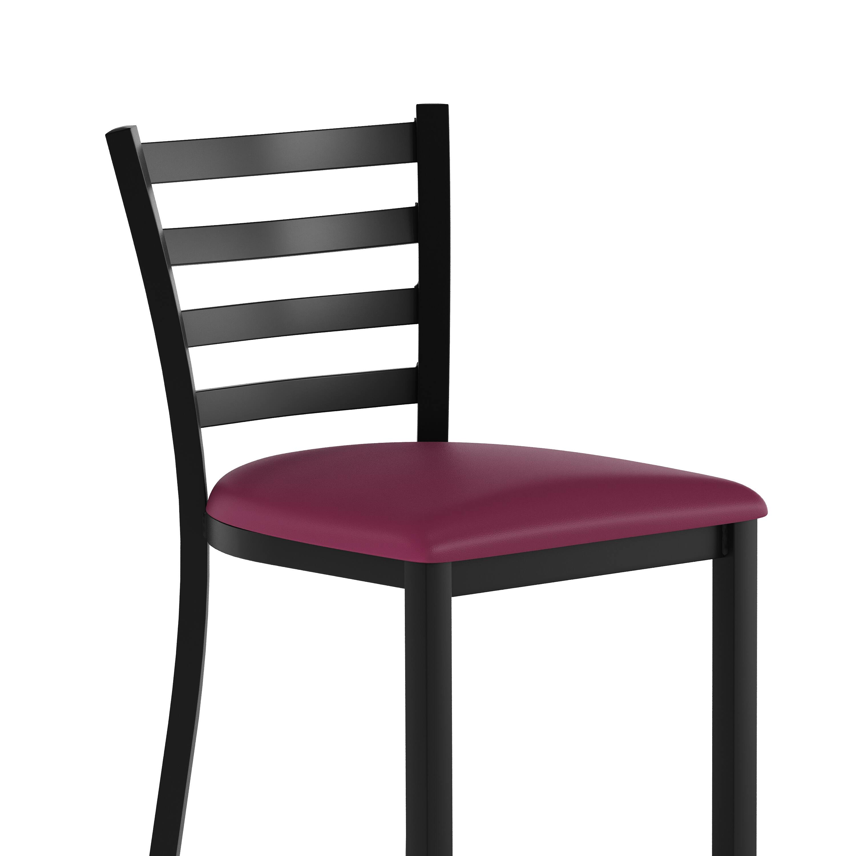 Alt View 10. Emma + Oliver - Ladder Back Metal Restaurant Counter Stool - Upholstered Seat - Burgundy Vinyl Seat/Black Metal Frame.