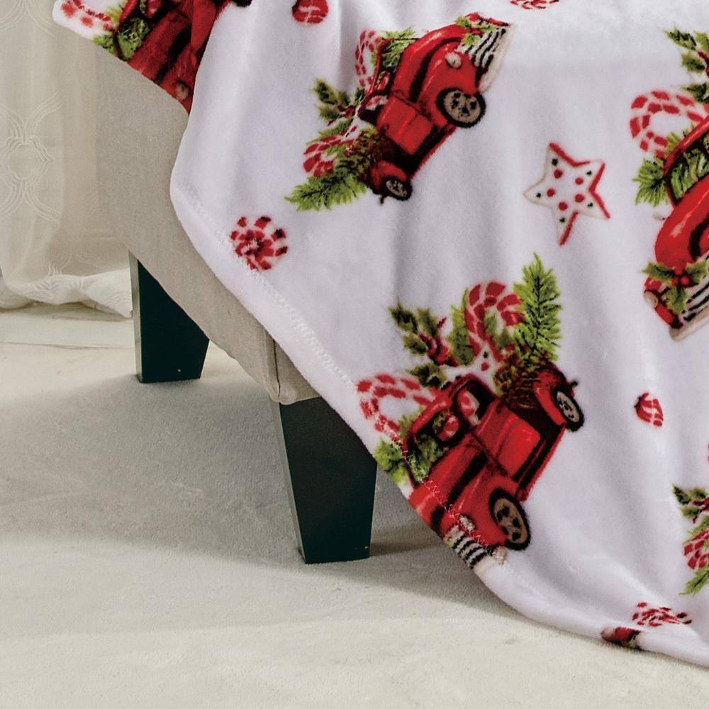 Alt View 2. Noble House - Plazatex Rustic Truck plush Decorative Christmas Machine Washable Throw 50" X 60" Red - Red.