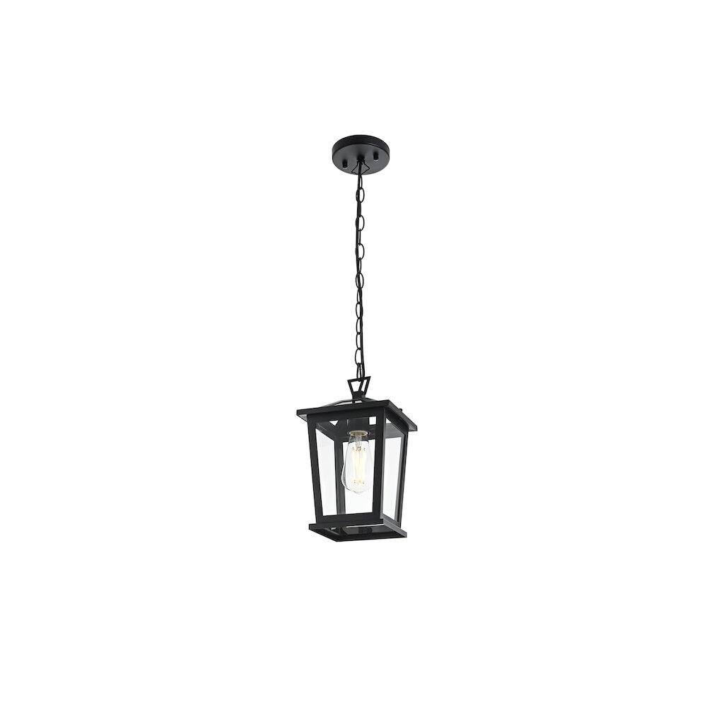 Angle. Elegant Lighting - Cayman 7 inch Outdoor Pendant in Black - Black.