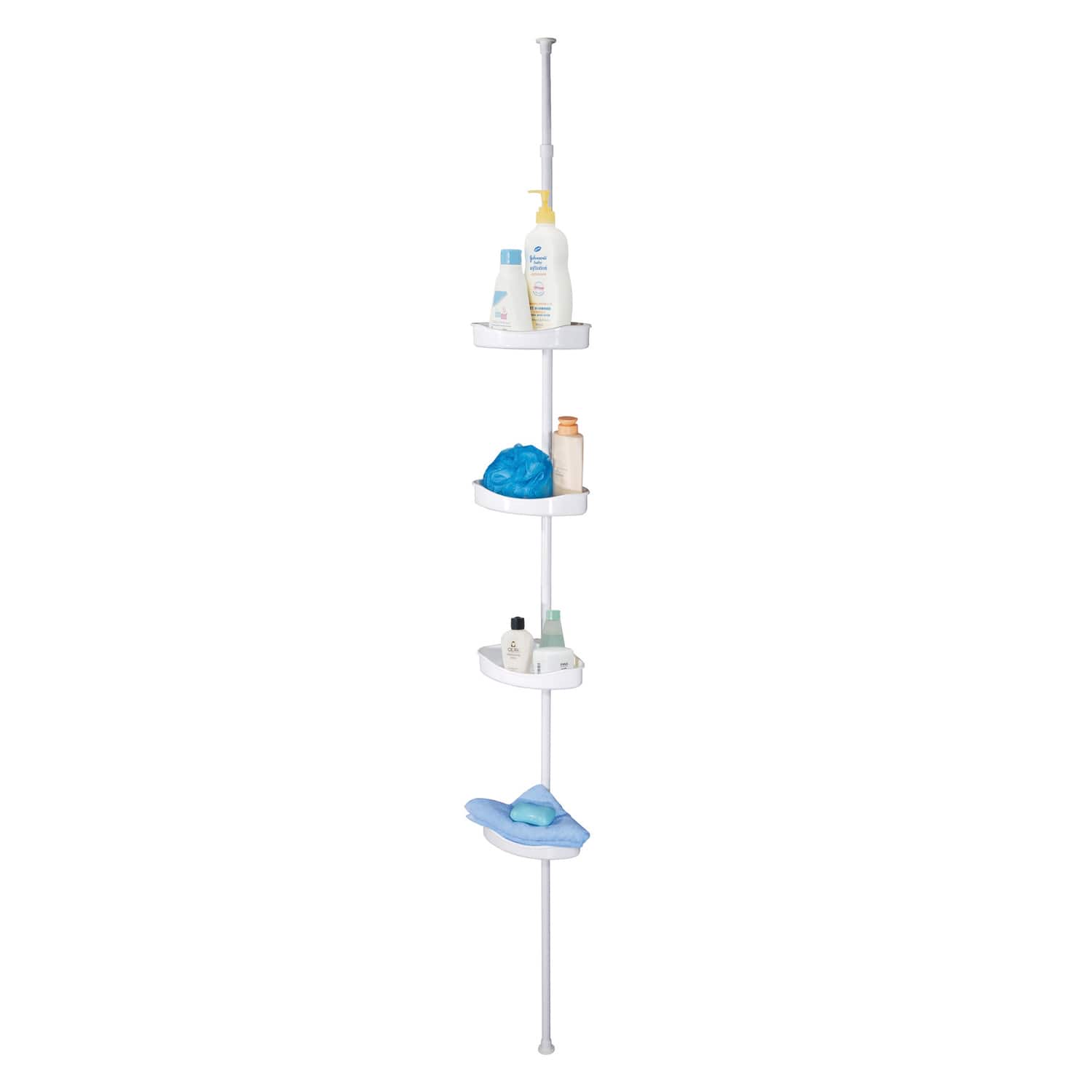 EuroHome - 4-Tier Tension-Mount Shower Corner Organizer - Chrome