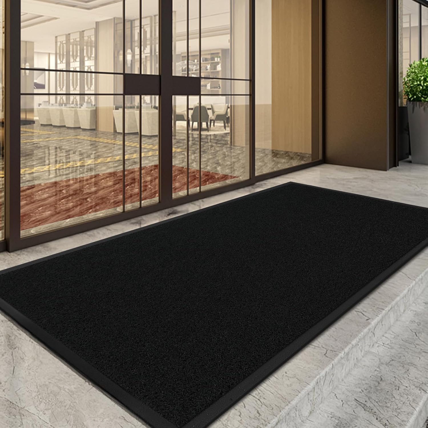 Front. Winado - 71x35 Inch Waterproof Entrance Mat Non-Slip Welcome Floor Mat for Porch Patio Commercial - Black.