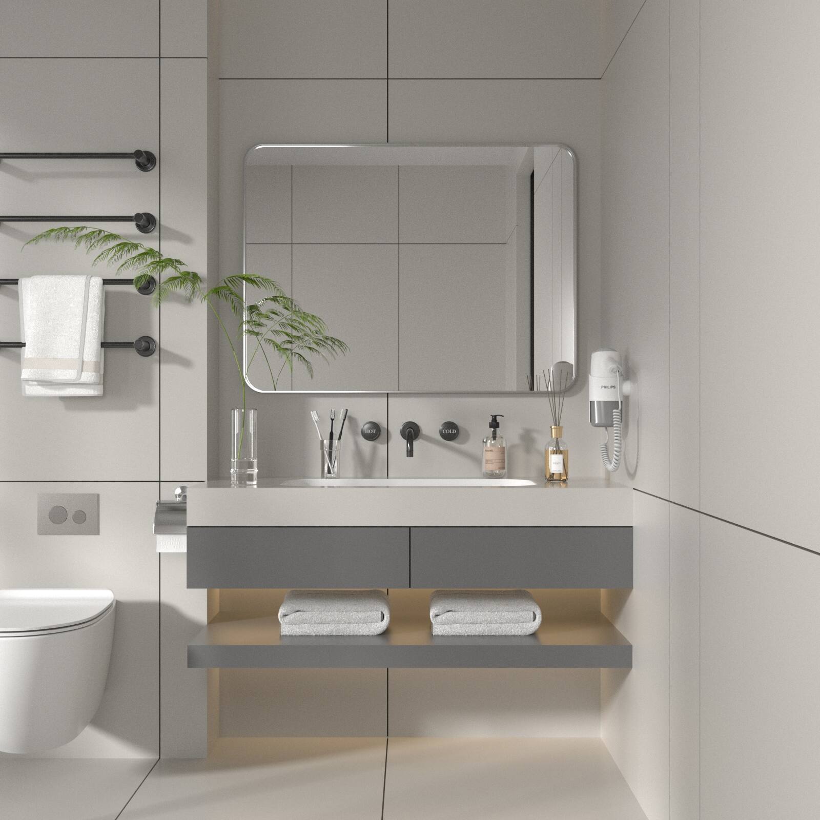 Alt View 4. PAIHOME - Classic Stainless Steel Rectangular Wall Mirror - Waterproof and Rustproof Bathroom Mirrors Modern Mirror - Silver-22x30 Inch.