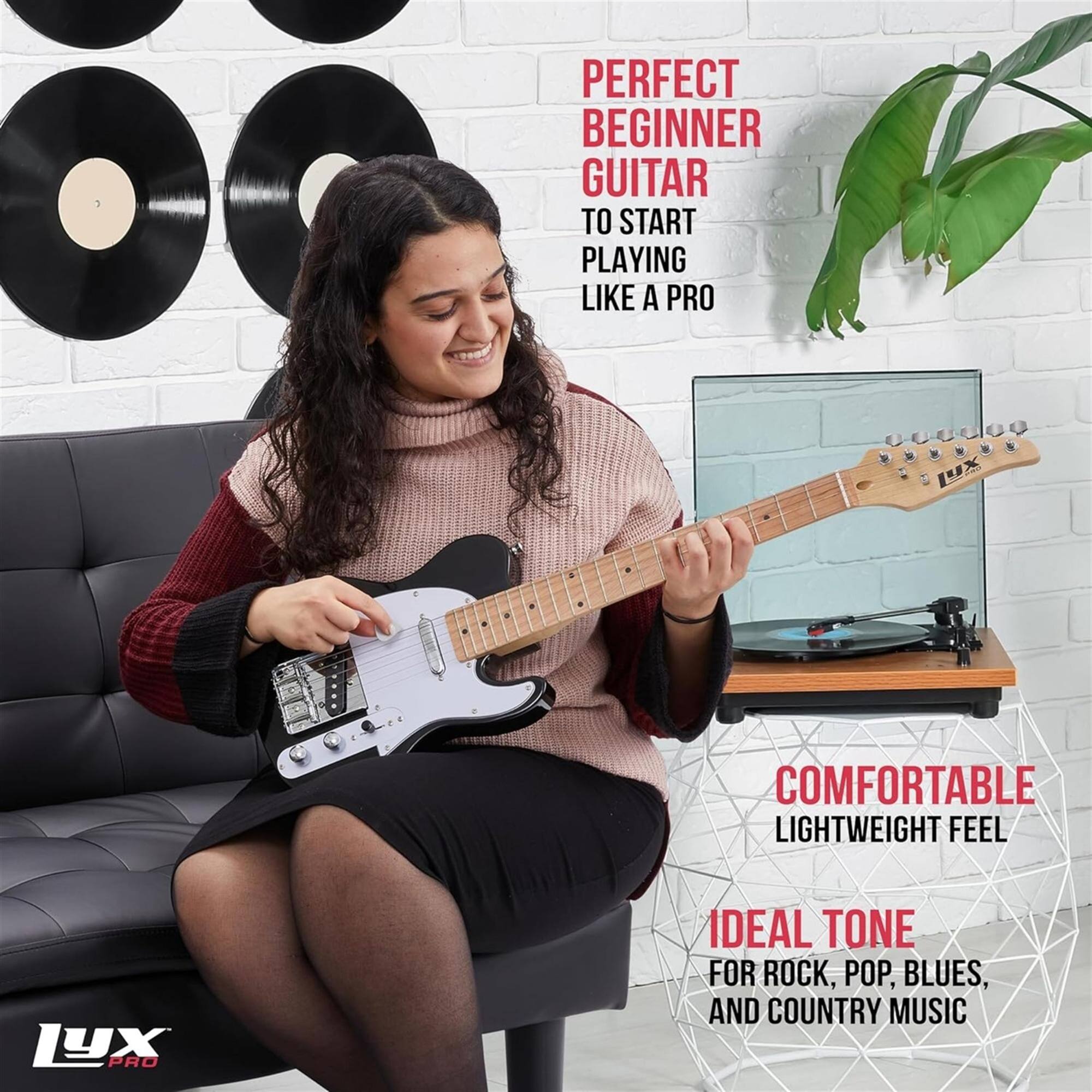 PERFECT BEGINNER GUITAR TO START PLAYING LIKE A PRO, COMFORTABLE LIGHTWEIGHT FEEL, IDEAL TONE FOR ROCK, POP, BLUES, AND COUNTRY MUSIC