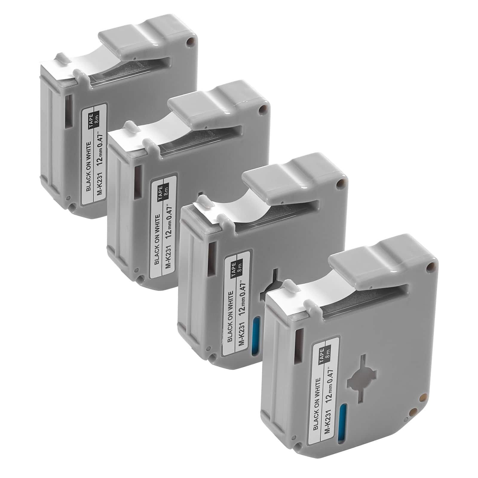 VEVOR - Label Maker Tape, 4 Pack, 0.47 in/12 mm Black on White Label Cartridge Compatible for Various Types of Brother Labelers - White with black text