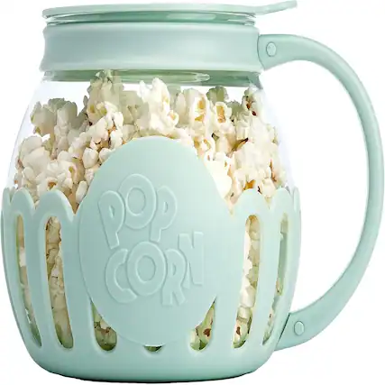 Front. RTMB - Patented Micro-Pop Microwave Popcorn Popper with Temperature-Safe Glass - Aqua.