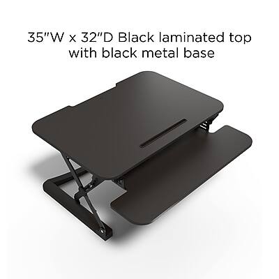 35"W x 32"D Black laminated top with black metal base