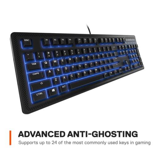 ESC F1 F2 F3 14 i F is - I . 2 1 TAB Q A CAPS . 3 W S Z 1 4 E D x ALT % 5 R F 7 O P U 1 T Y K L H J G M N 8 ta V a CTRL

ADVANCED ANTI-GHOSTING
Supports up to 24 of the most commonly used keys in gaming