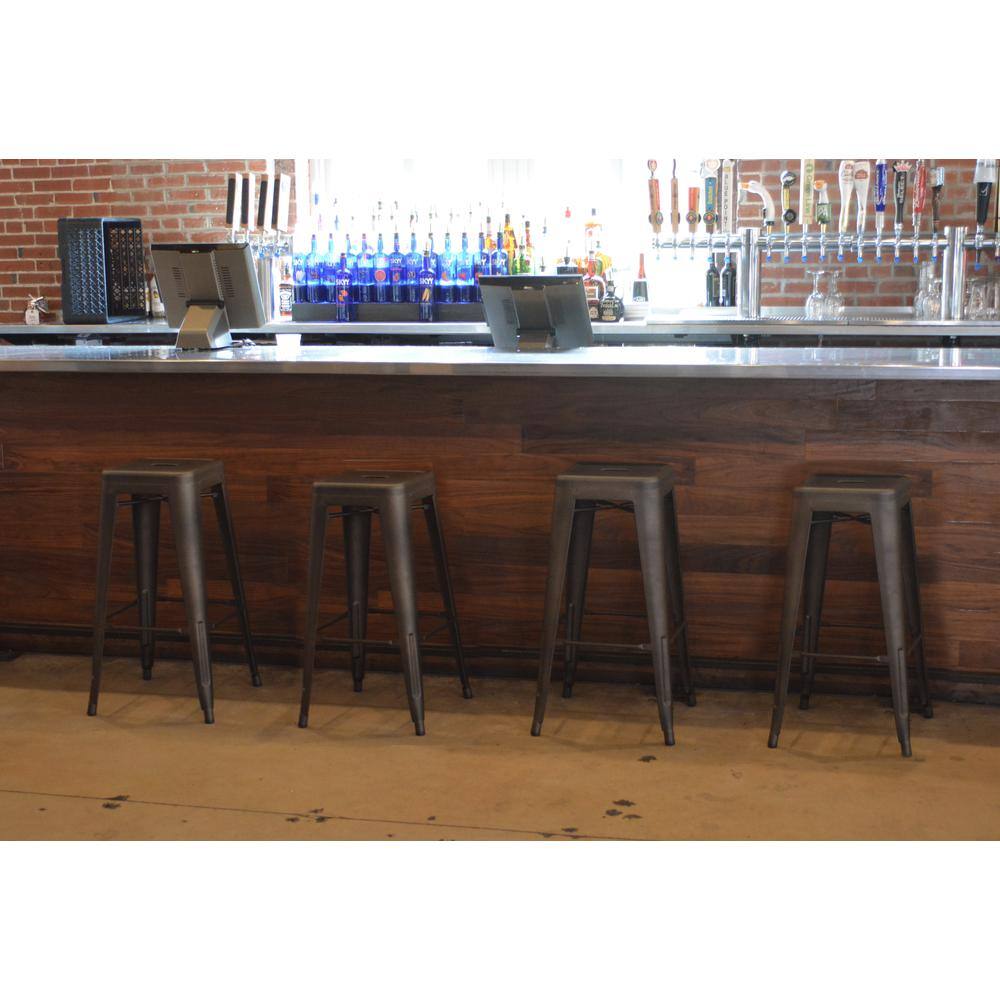Alt View 3. AmeriHome - AmeriHome Loft Gun Metal 30 inch Metal Bar Stool - 4 Piece - Multi.