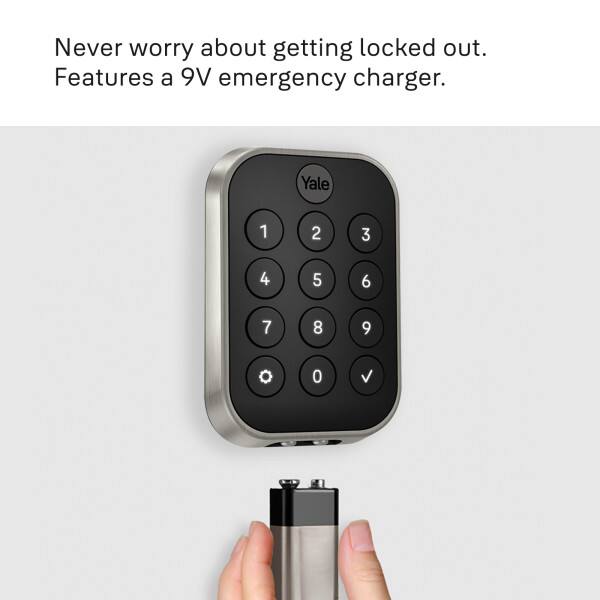 Never worry about getting locked out. Features a 9V emergency charger.