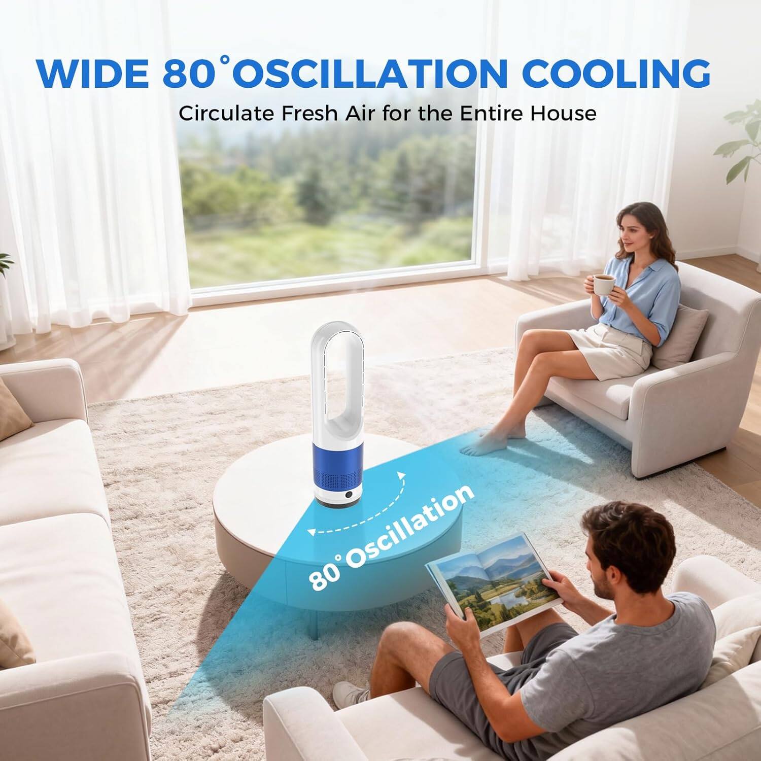 WIDE 80° OSCILLATION COOLING  
Circulate Fresh Air for the Entire House