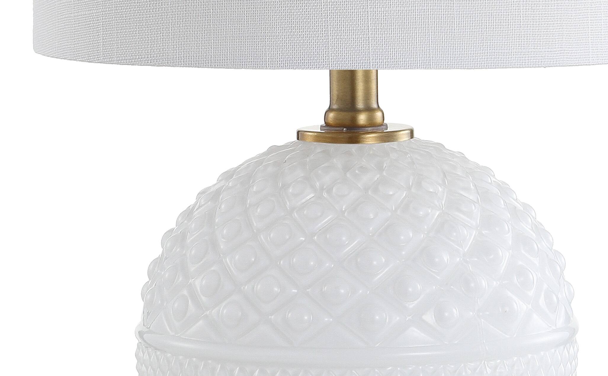 Alt View 4. Jonathan Y - Julienne 20.5" Glass/Metal LED Table Lamp, White/Brass Gold - White/Brass Gold.