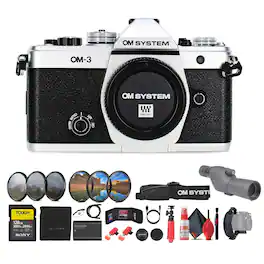 Bundle - OM System - OM-3 Mirrorless Camera Silver - Silver Advanced