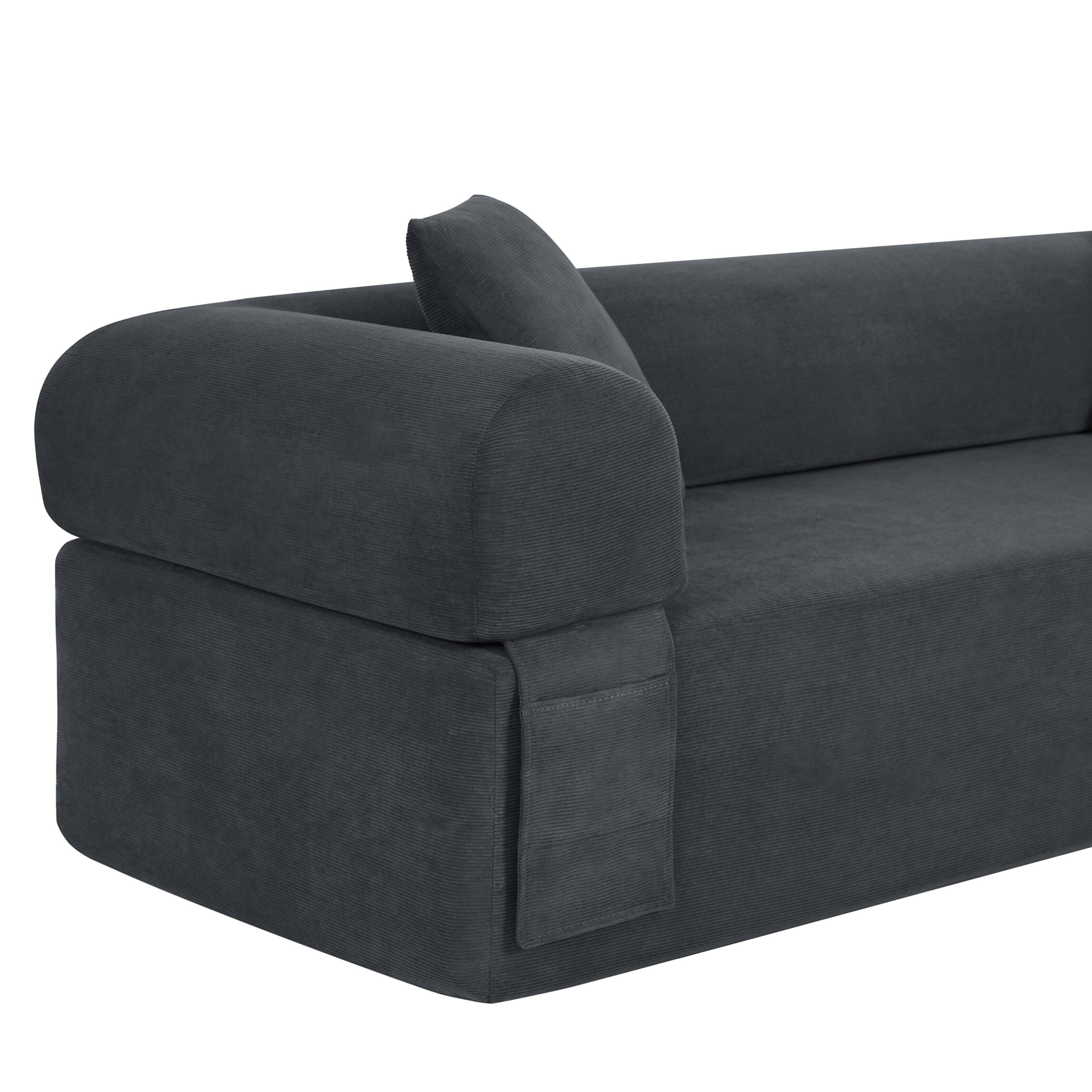 Alt View 2. Loheer - Loheer 83 Inch Frameless Sofa Modern Apartment Couch No Assembly 3 Seater Boneless Couch for Compact Living Room - Gray.