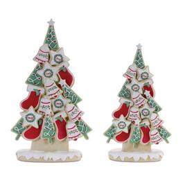 BreeBe - Frosted Christmas Cookie Pine Tree (Set of 2) - Green, Red, White