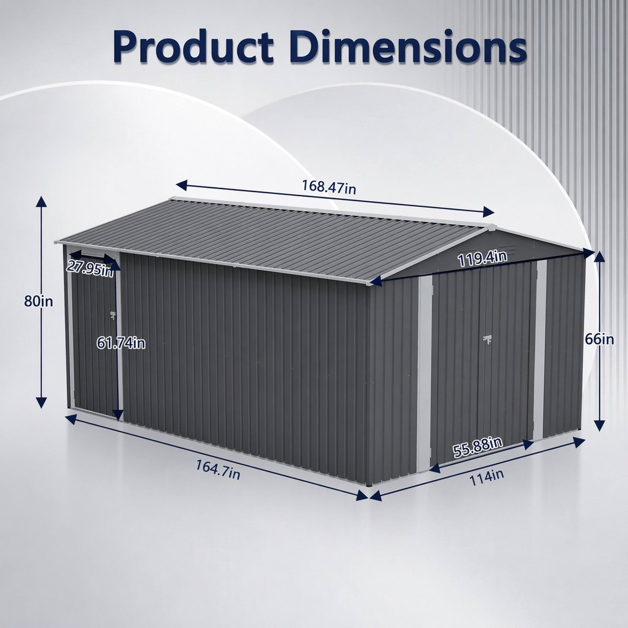 Product Dimensions
168.47in
27.95in
80in
119.4in
61.74in
66in
164.7in
55.88in
114in