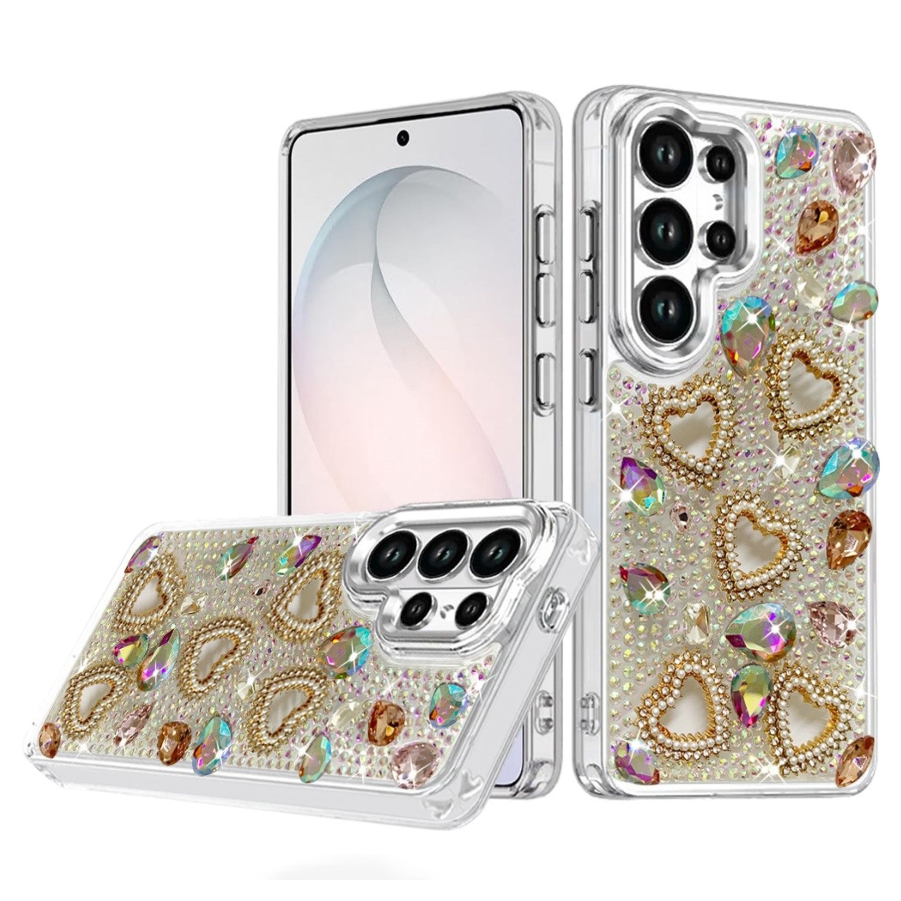 Kitcheniva - Full Bling Hearts 3D Jewel Ornaments Case With Tempered Glass For Samsung Galaxy S26 Ultra - Multicolor price history on PriceWatchPro