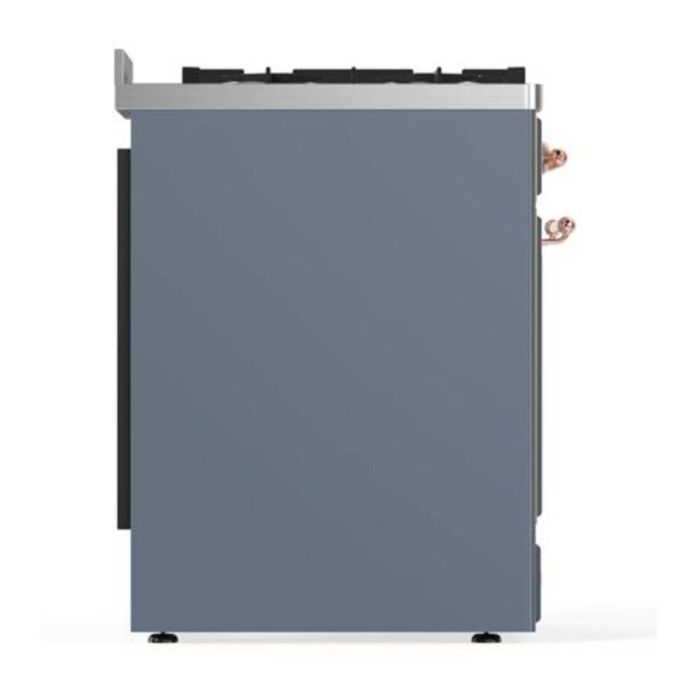 Alt View 6. ILVE - ILVE Majestic II 30 inch Dual Fuel Range with 5 Burners (Natural Gas, Blue Grey, Copper Trim) - Blue Grey.